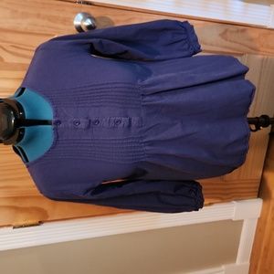 Pin-tuck front shirt, blue